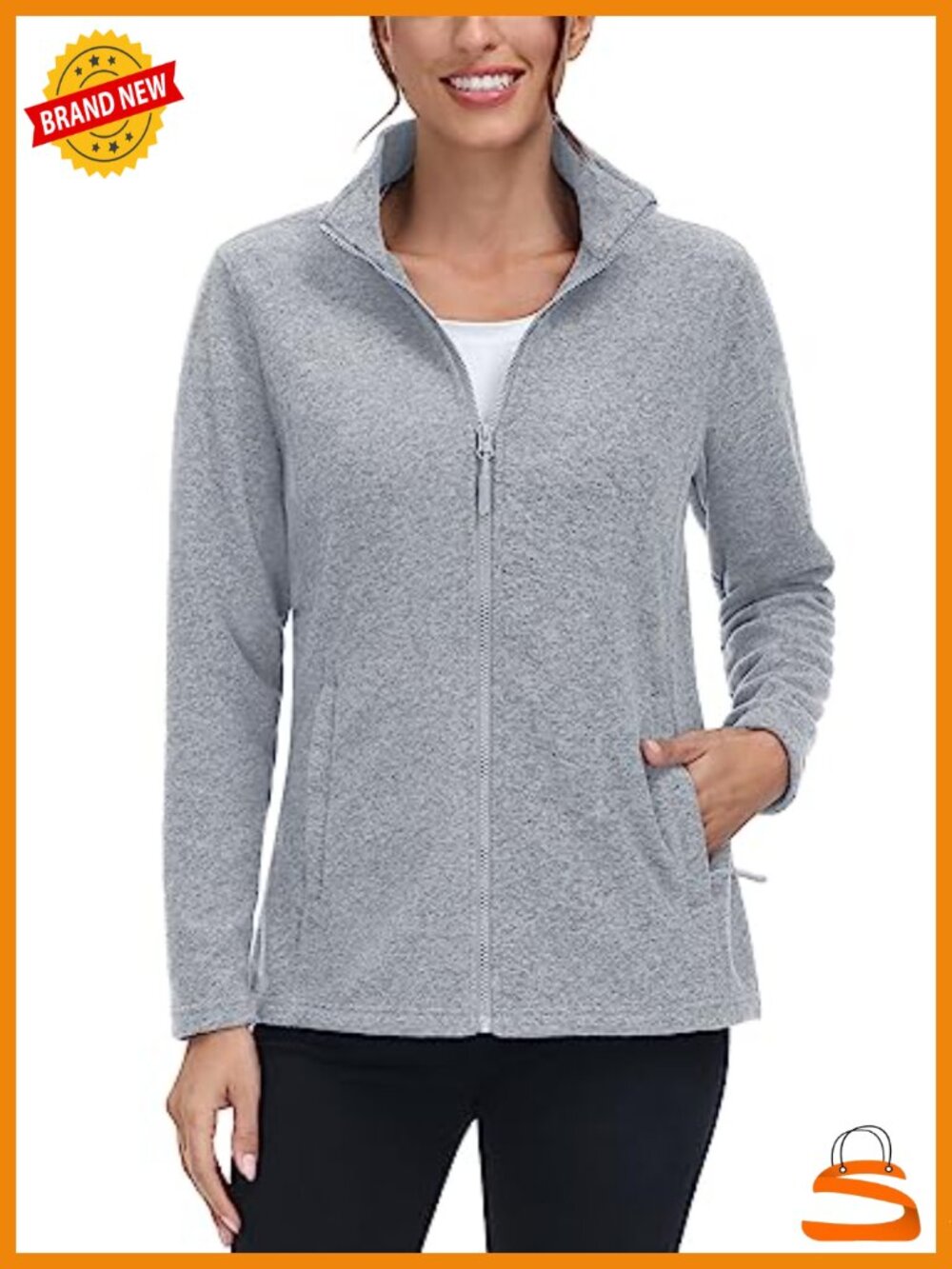 Fleece Zip Up Jacket Light Warm Sweater Pockets
